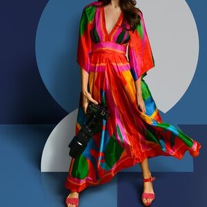 Farm Rio Colorful Leaves Maxi dress, size S, Feminine and Gorgeous, Playful